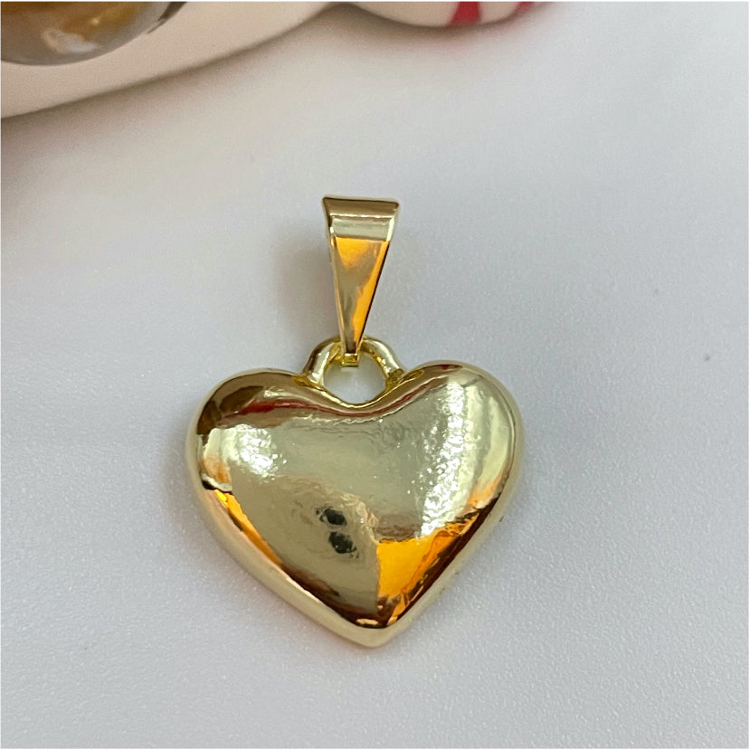 FO774 Colgante Corazón Liso 16x16 mm más Balier Figura Baño Oro Figuras Bañadas en Oro y Plata hecho de Bronce Bañado en Oro 18K