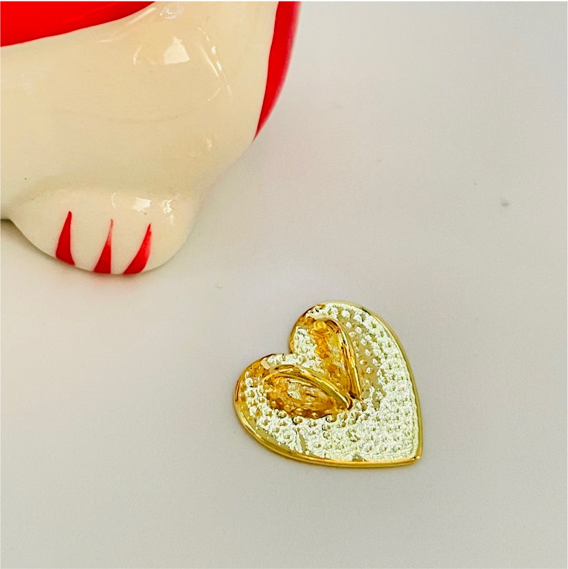 FO787 Colgante Corazón Liso con balier trasero 16 mm Figura Baño Oro