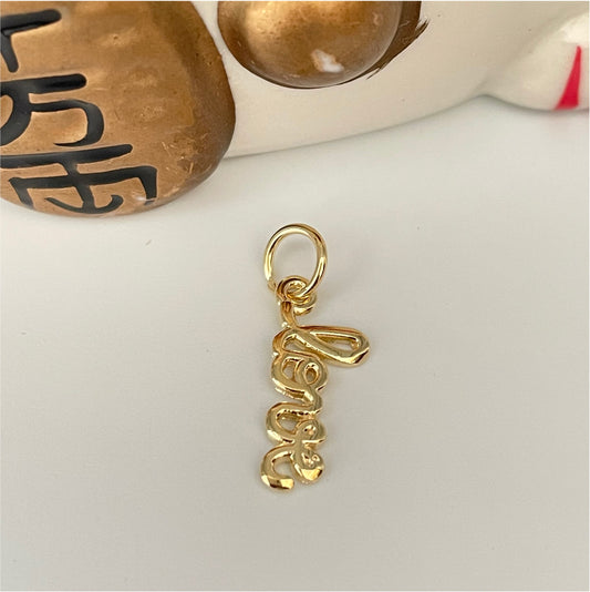 FO790 Colgante Love 15x9 mm más argollita Figura Baño Oro Figuras Bañadas en Oro y Plata hecho de Bronce Bañado en Oro 18K