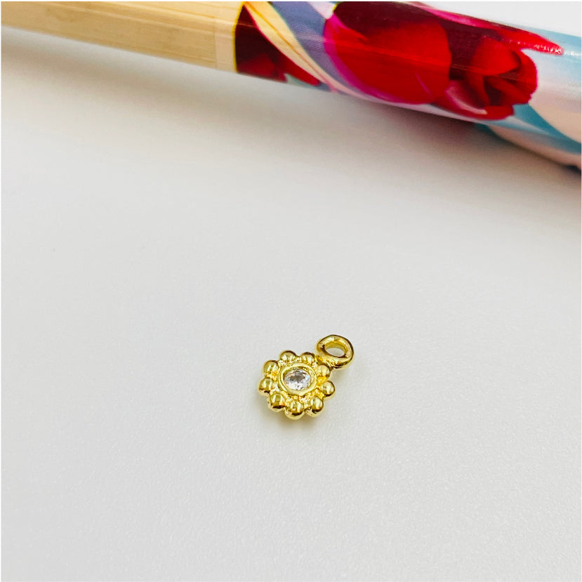 FO812 Colgante Punto de Luz borde con puntitos 5 mm más argollita Figura Baño Oro Figuras Bañadas en Oro y Plata hecho de Bronce Bañado en Oro 18K