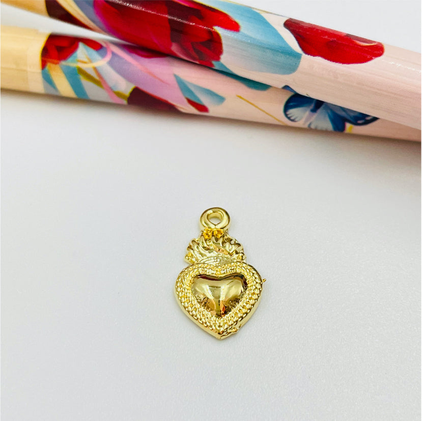 FO925 Detente Llamas Mini 14x9 mm más argollita Figura Baño Oro Figuras Bañadas hecho de Bronce Bañado en Oro 18K Joyas Bañadas en Oro