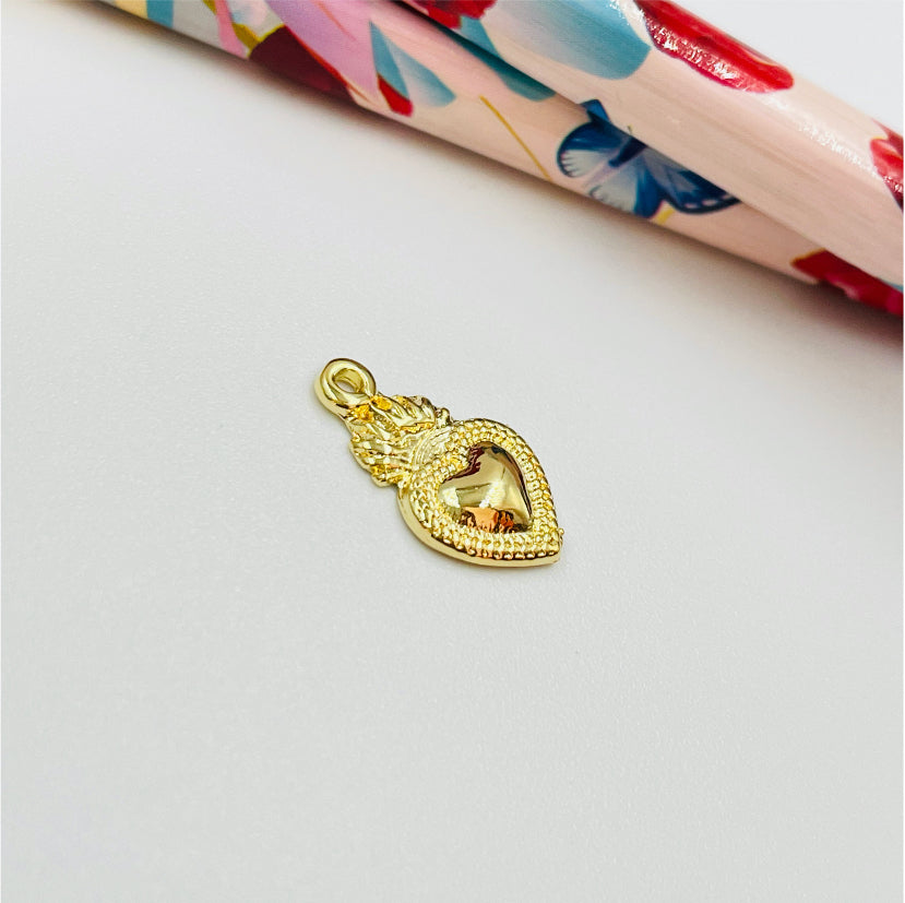 FO925 Detente Llamas Mini 14x9 mm más argollita Figura Baño Oro Figuras Bañadas hecho de Bronce Bañado en Oro 18K Joyas Bañadas en Oro