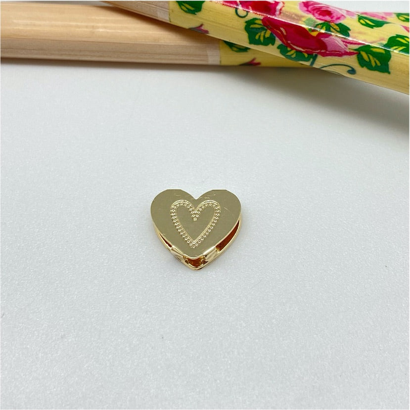 FO958 Colgante Corazón para pasar 11x11 mm Figura Baño Oro Figuras Bañadas hecho de Bronce Bañado en Oro 18K Joyas Bañadas en Oro