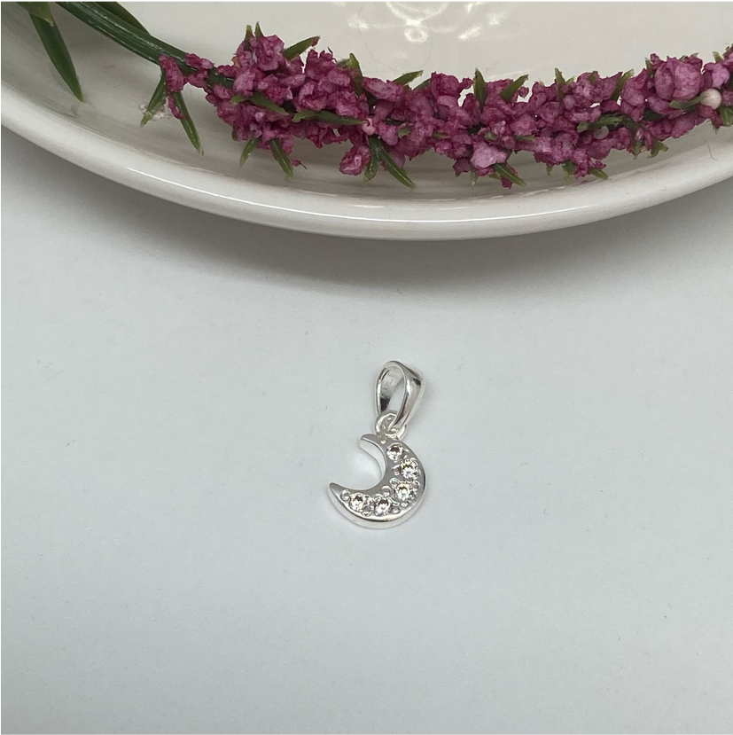 FP138 Colgante Luna Circones 10 x 6 mm Figura Baño Plata Figuras Bañadas en Oro y Plata hecho de Bronce Bañado en Plata 50 ml