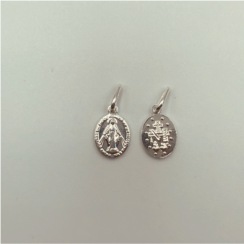 FP149 Virgen de los Milagros 10x8 mm Figura Baño Plata Figuras Bañadas en Oro y Plata hecho de Bronce Bañado en Plata 50 ml