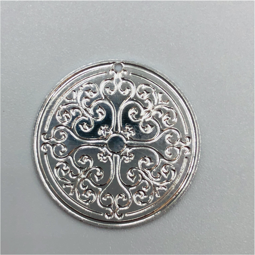 FP222 22 mm mándala sin calar Figura Baño Plata Figuras Bañadas en Oro y Plata hecho de Bronce Bañado en Plata 50 ml