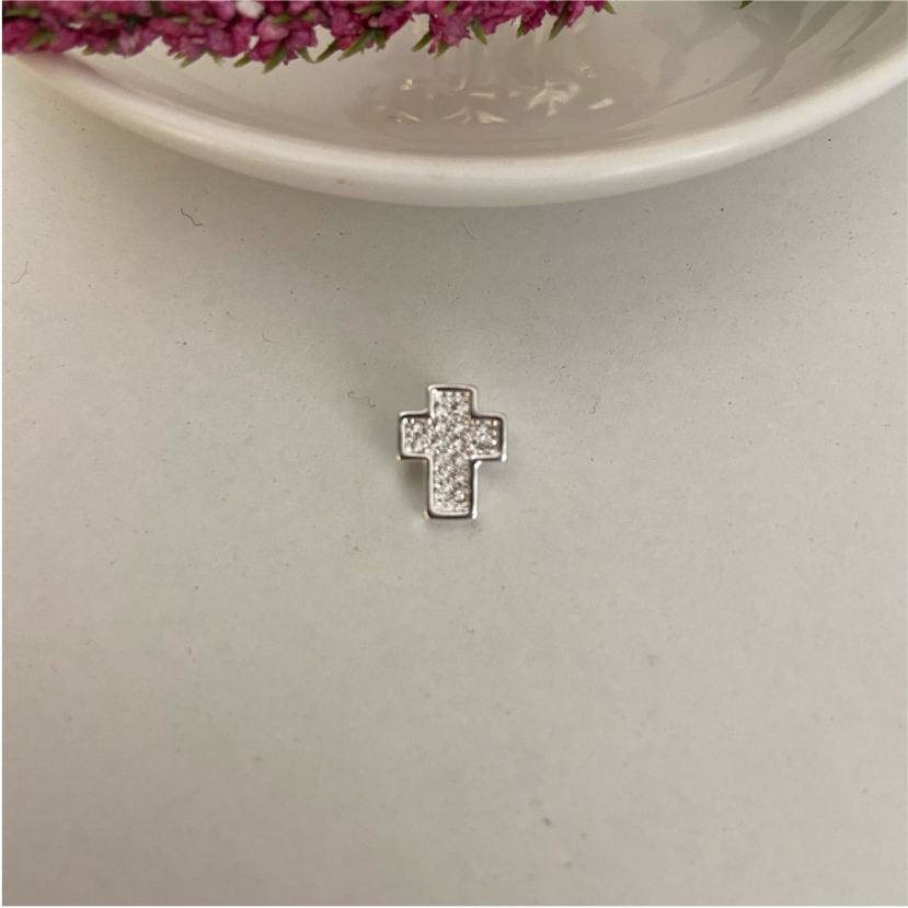 FP371 Cruz Circones 10 x 8 mm Figura Baño Plata Figuras Bañadas en Oro y Plata hecho de Bronce Bañado en Plata 50 ml