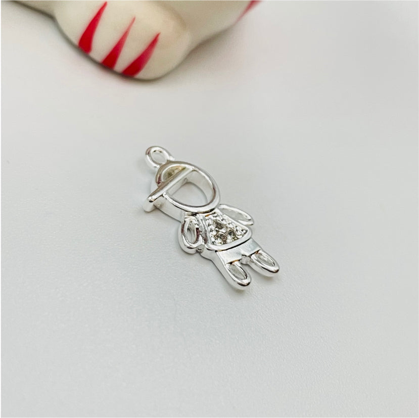 FP389 Niñito Circones 18x10 mm Figura Baño Plata Figuras Bañadas en Oro y Plata hecho de Bronce Bañado en Plata 50 ml Joyas Bañadas en Plata