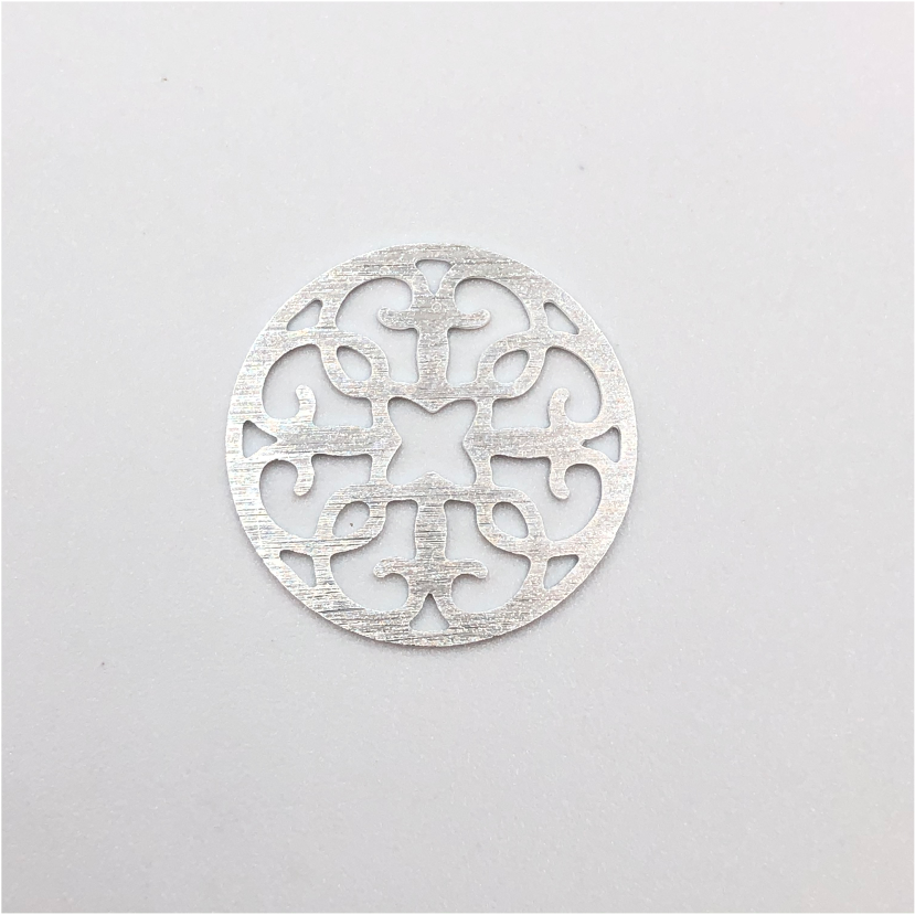 FP401 21 mm redonda Liz calada Figura Baño Plata Figuras Bañadas en Oro y Plata hecho de Bronce Bañado en Plata 50 ml