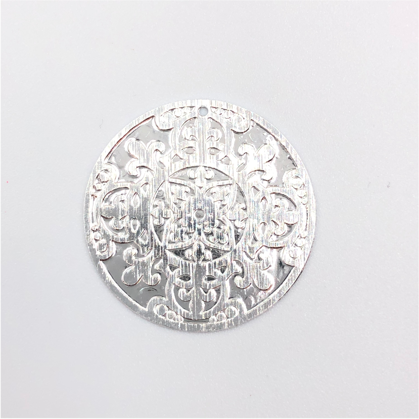 FP408 25 mm (1 perforación) Figura Baño Plata Figuras Bañadas en Oro y Plata hecho de Bronce Bañado en Plata 50 ml