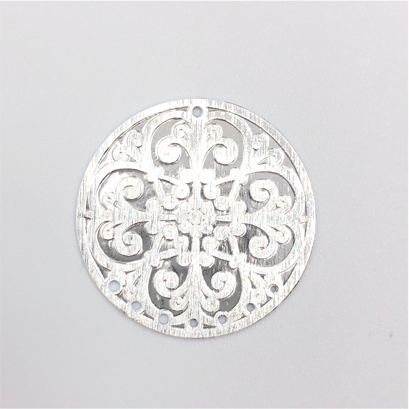 FP411 26 mm (7 perforaciones) sin calar Figura Baño Plata Figuras Bañadas en Oro y Plata hecho de Bronce Bañado en Plata 50 ml