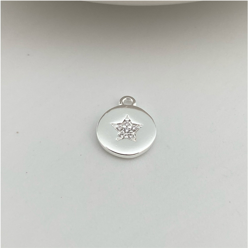 FP427 Estrella Circones 13 x 11 mm Figura Baño Plata Figuras Bañadas en Oro y Plata hecho de Bronce Bañado en Plata 50 ml Joyas Bañadas en Plata