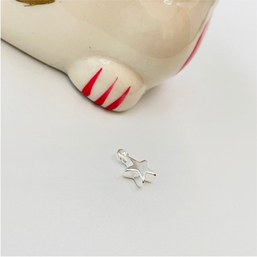FP428 Estrella Mini Gordita 8x5 mm Figura Baño Plata Figuras Bañadas en Oro y Plata hecho de Bronce Bañado en Plata 50 ml Joyas Bañadas en Plata