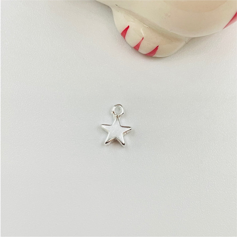 FP428 Estrella Mini Gordita 8x5 mm Figura Baño Plata Figuras Bañadas en Oro y Plata hecho de Bronce Bañado en Plata 50 ml Joyas Bañadas en Plata