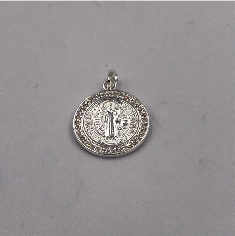 FP432 Colgante San Benito Circones M 18 mm Figura Baño Plata Figuras Bañadas en Oro y Plata hecho de Bronce Bañado en Plata 50 ml