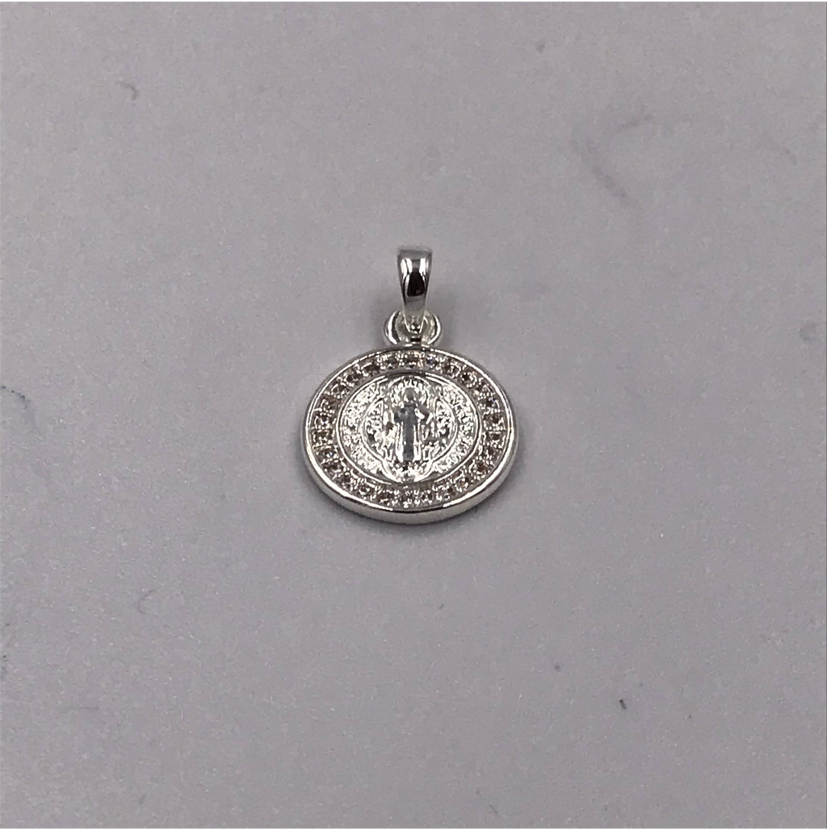 FP433 San Benito Colgante Circones S 12 mm Figura Baño Plata Figuras Bañadas en Oro y Plata hecho de Bronce Bañado en Plata 50 ml