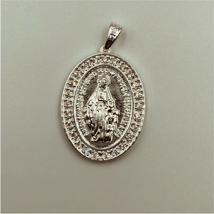 FP539 Virgen Milagros Circones 35 x 20 mm Figura Baño Plata Figuras Bañadas en Oro y Plata hecho de Bronce Bañado en Plata 50 ml