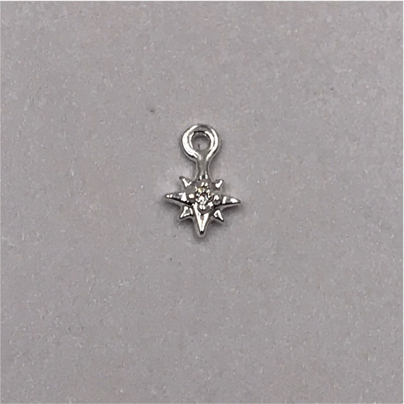 FP552 Estrella Guía 1 Circón Figura Baño Plata Figuras Bañadas en Oro y Plata hecho de Bronce Bañado en Plata 50 ml