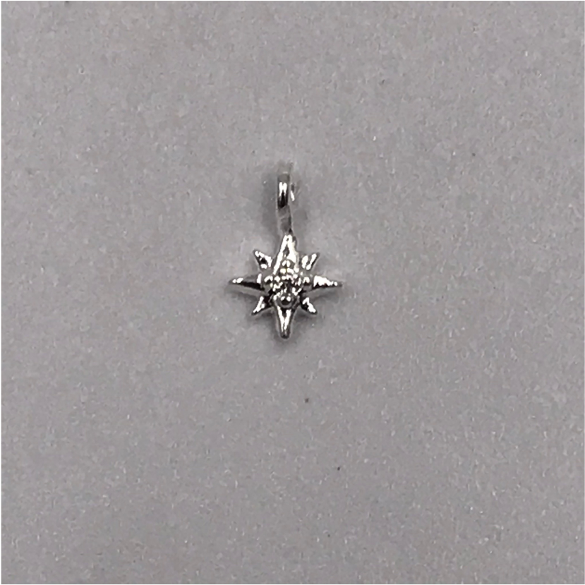 FP554 Estrella Guía 1 Circón Mini Argolla Lado 7 mm Figura Baño Plata Figuras Bañadas en Oro y Plata hecho de Bronce Bañado en Plata 50 ml