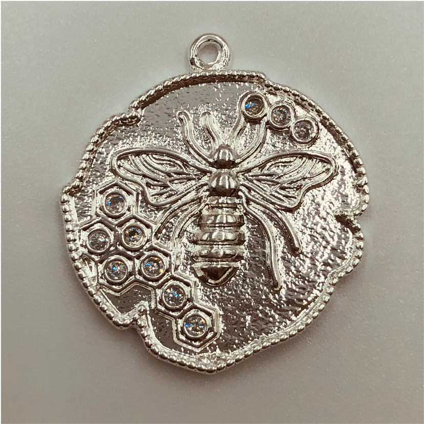 FP570 Colgante Abeja Circones 28 mm Figura Baño Plata Figuras Bañadas en Oro y Plata hecho de Bronce Bañado en Plata 50 ml