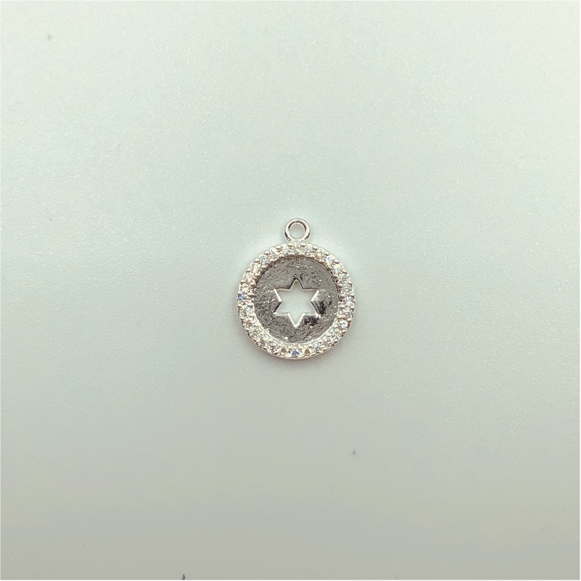 FP575 Colgante Estrella 6 Puntas Circones 12 mm Figura Baño Plata Figuras Bañadas en Oro y Plata hecho de Bronce Bañado en Plata 50 ml
