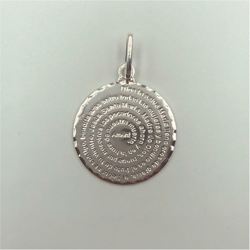 FP582 Ave María 25 mm Figura Baño Plata Figuras Bañadas en Oro y Plata hecho de Bronce Bañado en Plata 50 ml