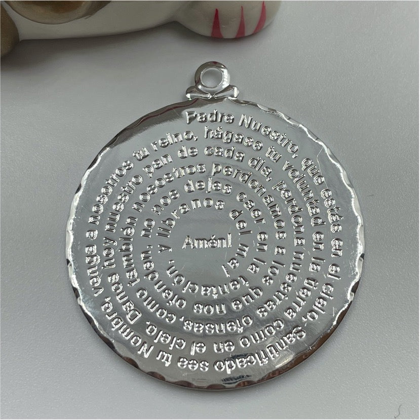 FP583 Padre Nuestro 40 mm Figura Baño Plata Figuras Bañadas hecho de Bronce Bañado en Plata 50 ml Joyas Bañadas en Plata