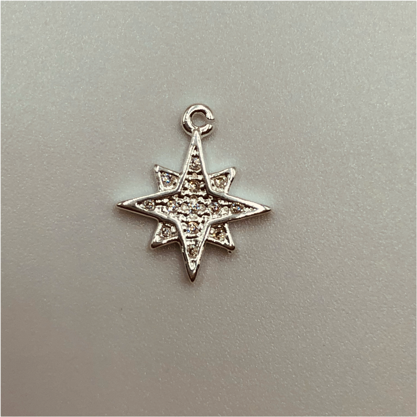 FP589 Estrella Guía Circones 11 mm Figura Baño Plata Figuras Bañadas en Oro y Plata hecho de Bronce Bañado en Plata 50 ml