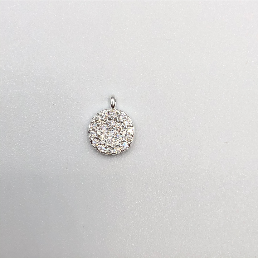 FP623 Colgante Redondo Circones 9 mm Figura Baño Plata Figuras Bañadas en Oro y Plata hecho de Bronce Bañado en Plata 50 ml