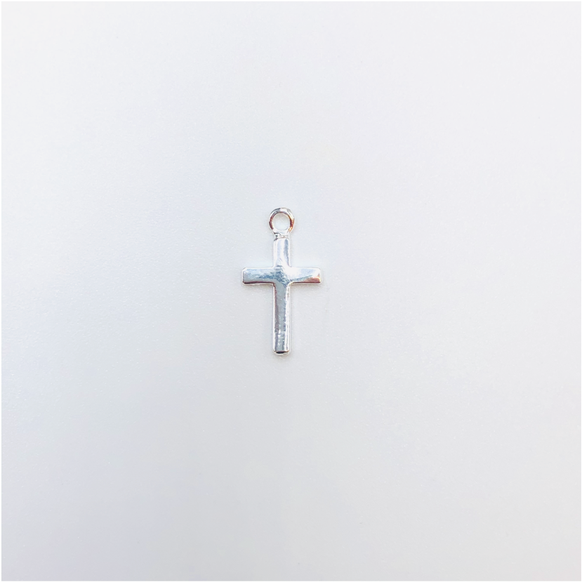 FP638 Colgante Mini Cruz 15 x 8 mm Figura Baño Plata Figuras Bañadas en Oro y Plata hecho de Bronce Bañado en Plata 50 ml