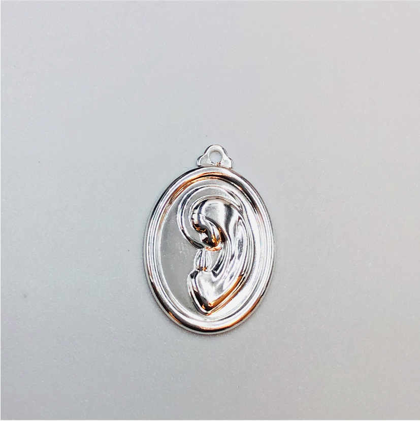 FP653 Colgante Virgen Niña 20 x 15 mm Figura Baño Plata Figuras Bañadas en Oro y Plata hecho de Bronce Bañado en Plata 50 ml