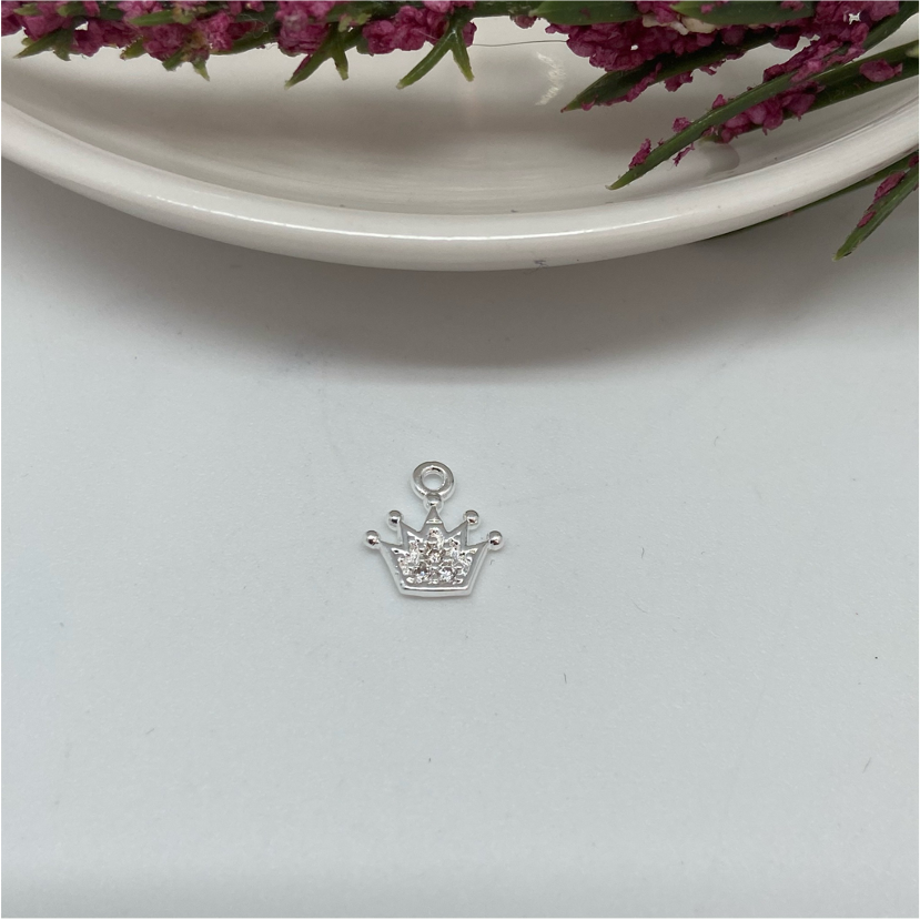 FP670 Colgante Coronita Circones 10 mm Figura Baño Plata Figuras Bañadas en Oro y Plata hecho de Bronce Bañado en Plata 50 ml