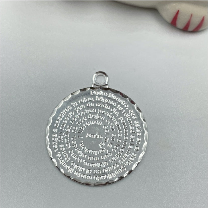 FP678 Padre Nuestro 25 mm Figura Baño Plata Figuras Bañadas en Oro y Plata hecho de Bronce Bañado en Plata 50 ml Joyas Bañadas en Plata