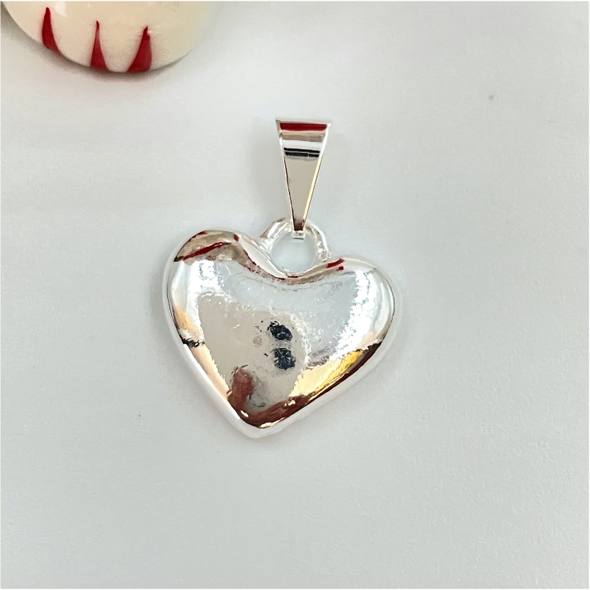FP774 Colgante Corazón Liso 16x16 mm más Balier Figura Baño Plata Figuras Bañadas en Oro y Plata hecho de Bronce Bañado en Plata 50 ml