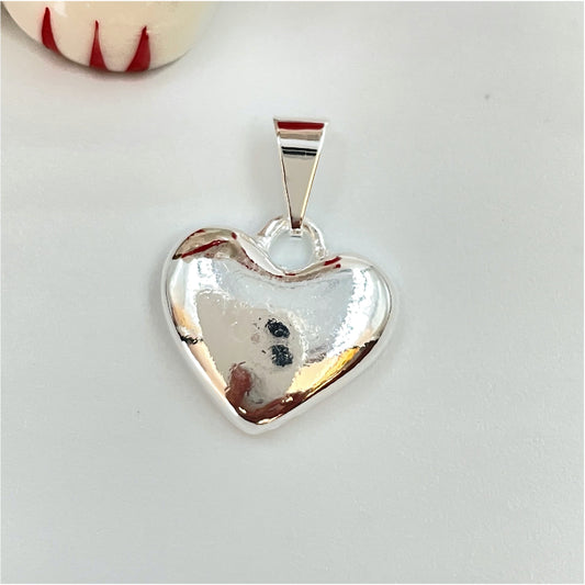 FP774 Colgante Corazón Liso 16x16 mm más Balier Figura Baño Plata Figuras Bañadas en Oro y Plata hecho de Bronce Bañado en Plata 50 ml