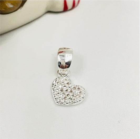 FP786 Colgante Corazón con circones 12 mm más balier Figura Baño Plata Figuras Bañadas en Oro y Plata hecho de Bronce Bañado en Plata 50 ml