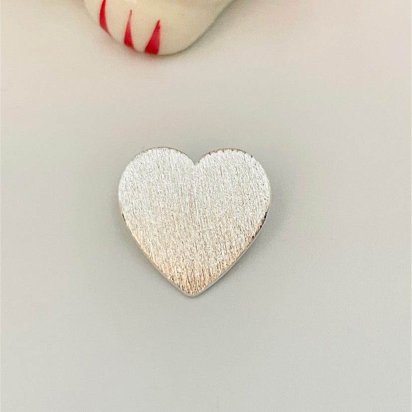 FP787 Colgante Corazón Liso con balier trasero 16 mm Figura Baño Plata