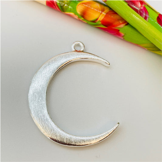 FP855 Colgante Midi Luna Lijado 24x24 mm más argollita Figura Baño Plata Figuras Bañadas en Oro y Plata hecho de Bronce Bañado en Plata 50 ml Joyas Bañadas en Plata