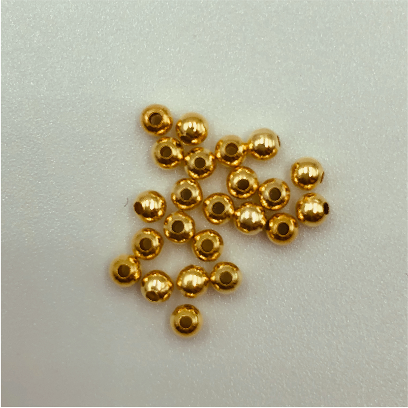 MO27 Bolita 2.5 mm Perforación pequeña 1.1 mm Accesorio Baño Oro Accesorios Bañados en Oro y Plata hecho de Bronce Bañado en Oro 18K