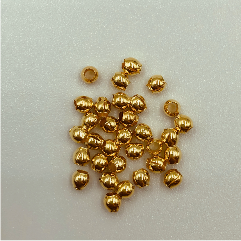 MO28 Bolita 2.5 mm Perforación grande 1.5 mm Accesorio Baño Oro Accesorios Bañados en Oro y Plata hecho de Bronce Bañado en Oro 18K