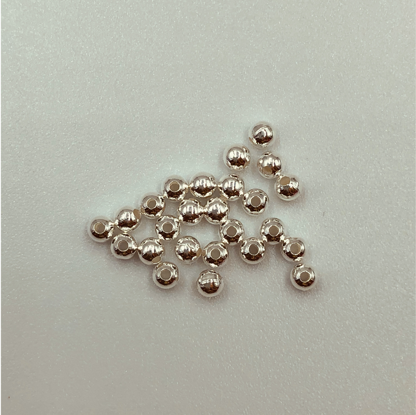 MP11 Bolita 2.5 mm Perforación pequeña 1.1 mm Accesorio Baño Plata Accesorios Bañados en Oro y Plata hecho de Bronce Bañado en Plata 50 ml