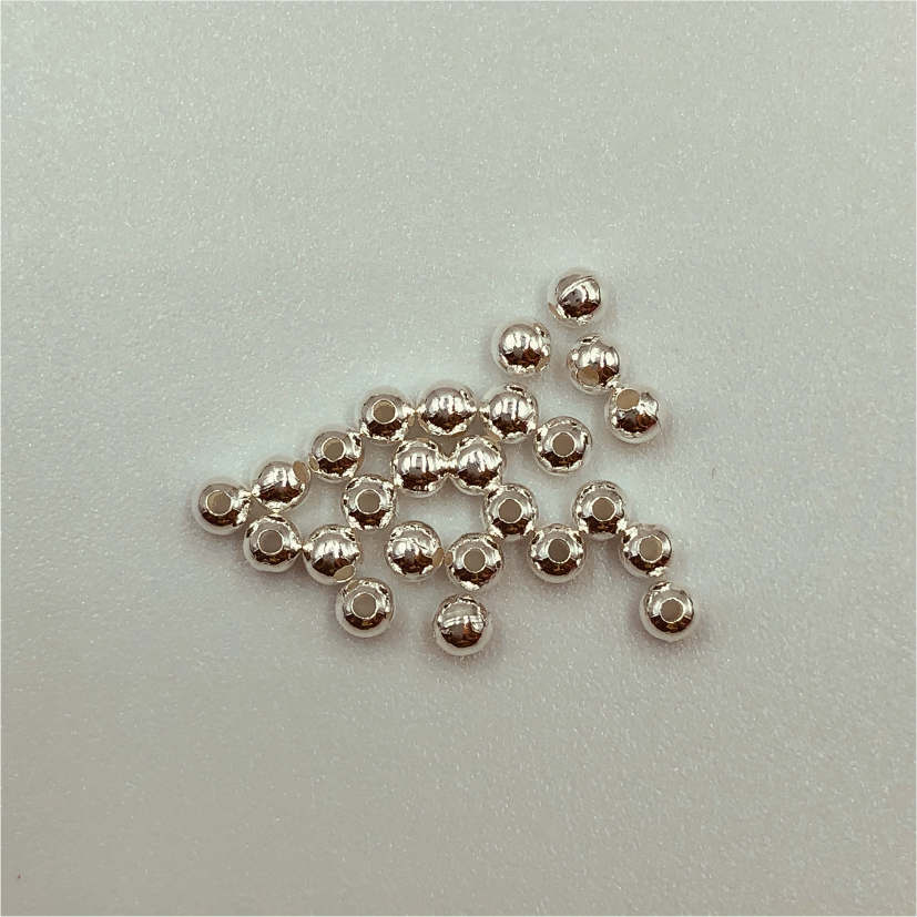 MP13 Bolita 3 mm Perforación 1.2 mm Accesorio Baño Plata Accesorios Bañados en Oro y Plata hecho de Bronce Bañado en Plata 50 ml