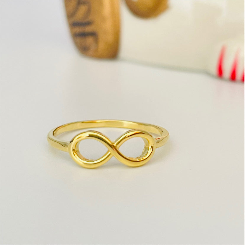 WO34 Anillo Infinito Calado de 12x5 mm Ancho Argolla 1.5 mm Anillo Baño Oro Anillos Bañados en Oro y Plata hecho de Bronce Bañado en Oro 18K Joyas Bañadas en Oro