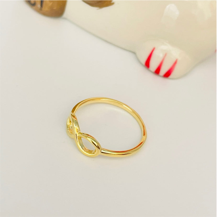 WO34 Anillo Infinito Calado de 12x5 mm Ancho Argolla 1.5 mm Anillo Baño Oro Anillos Bañados en Oro y Plata hecho de Bronce Bañado en Oro 18K Joyas Bañadas en Oro