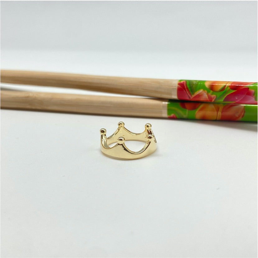 WO45 Anillo Falange Corona Ancho Mayor 6 mm Espesor argolla 1 mm Anillo Baño Oro Anillos Bañados hecho de Bronce Bañado en Oro 18K Joyas Bañadas en Oro