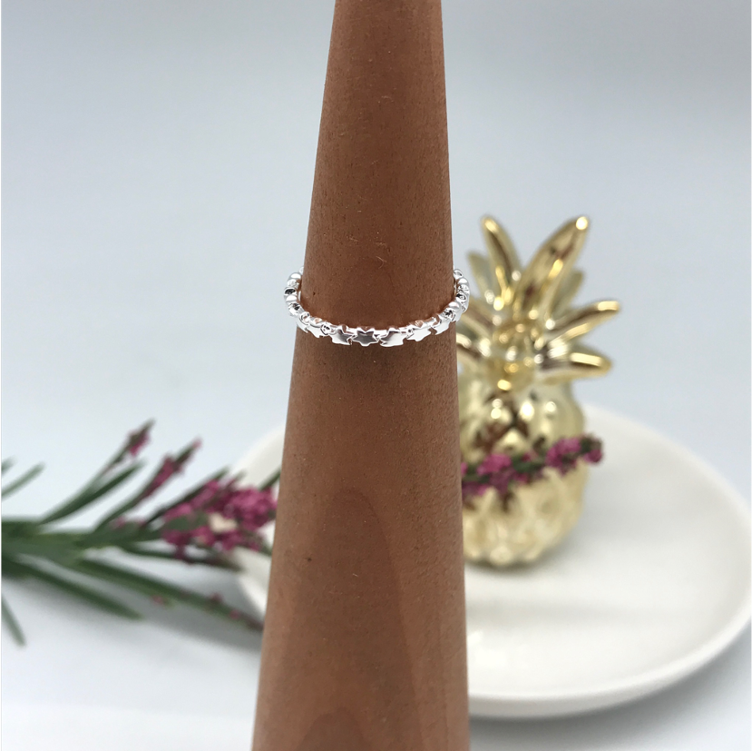 WP11 Anillo Estrellas Anillo Baño Plata Anillos Bañados en Oro y Plata hecho de Bronce Bañado en Plata 50 ml Joyas Bañadas en Plata