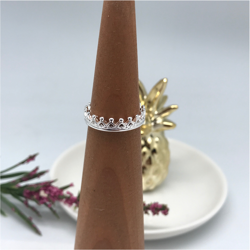 WP12 Anillo Coronita Corazones Mini Anillo Baño Plata Anillos Bañadas en Oro y Plata hecho de Bronce Bañado en Plata 50 ml