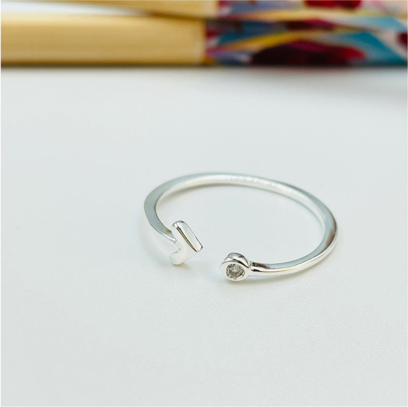 WP20 Anillo Flecha y Mini Circón Anillo Baño Plata Anillos Bañados en Oro y Plata hecho de Bronce Bañado en Plata 50 ml Joyas Bañadas en Plata