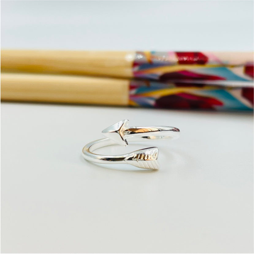 WP23 Anillo Flecha abierto para falange Anillo Baño Plata Anillos Bañados en Oro y Plata hecho de Bronce Bañado en Plata 50 ml Joyas Bañadas en Plata
