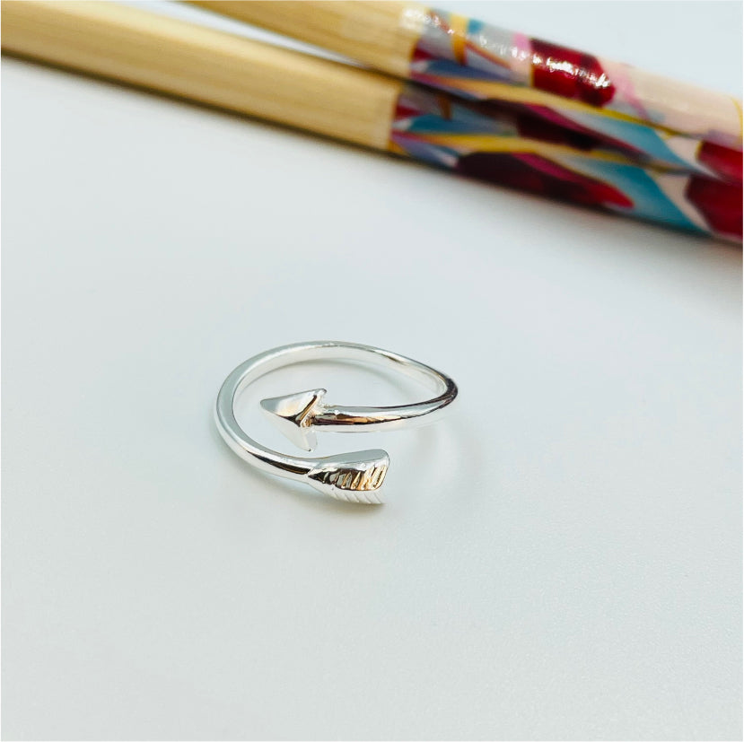 WP23 Anillo Flecha abierto para falange Anillo Baño Plata Anillos Bañados en Oro y Plata hecho de Bronce Bañado en Plata 50 ml Joyas Bañadas en Plata